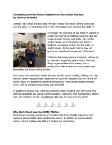 Ersa T (Dohery Class of 2025) work-based learning internship at Bay State Physical Therapy through MA DESE School-to-Work Connecting Activities program 