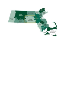 Graphic of all MassHire workforce development regions with Central MA highlighted