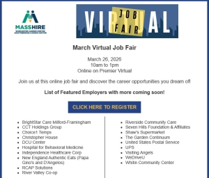MassHire March Virtual Job Fair, 10AM to 1PM on Premier Virtual