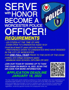 Info re. Joining the Worcester (MA) Police Department